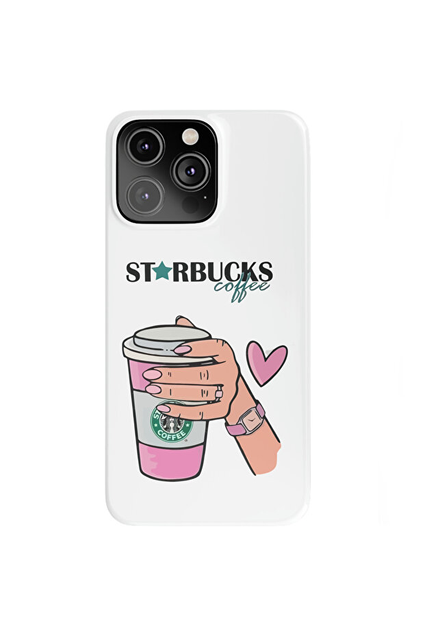 iPhone 14 Pro Compatible Launch Case with Velvet Inside Starbucks Pattern - 1