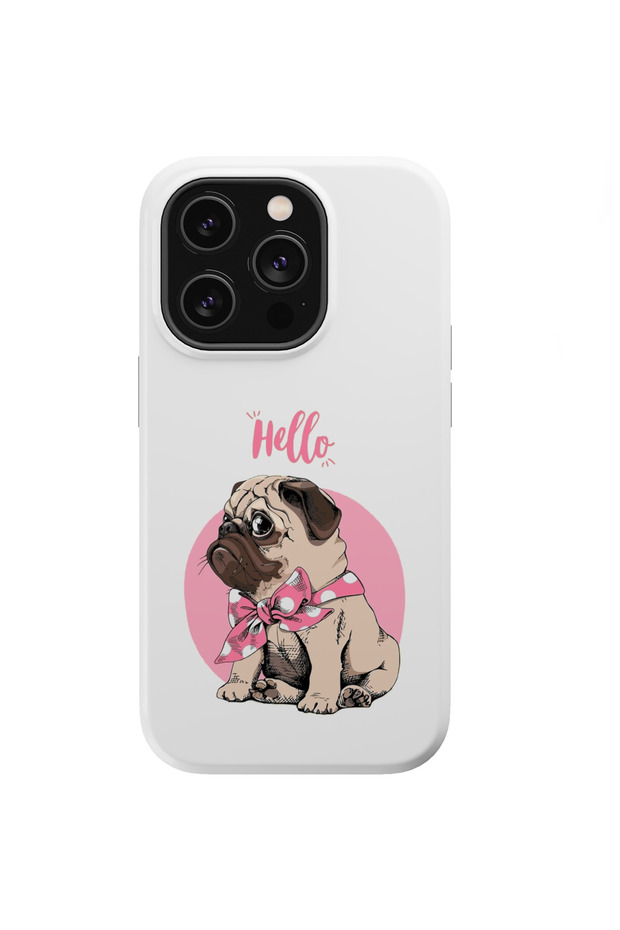 iPhone 14 Pro Max Compatible Velvet Inside Hello Cute Dog Patterned Launch Case - 1