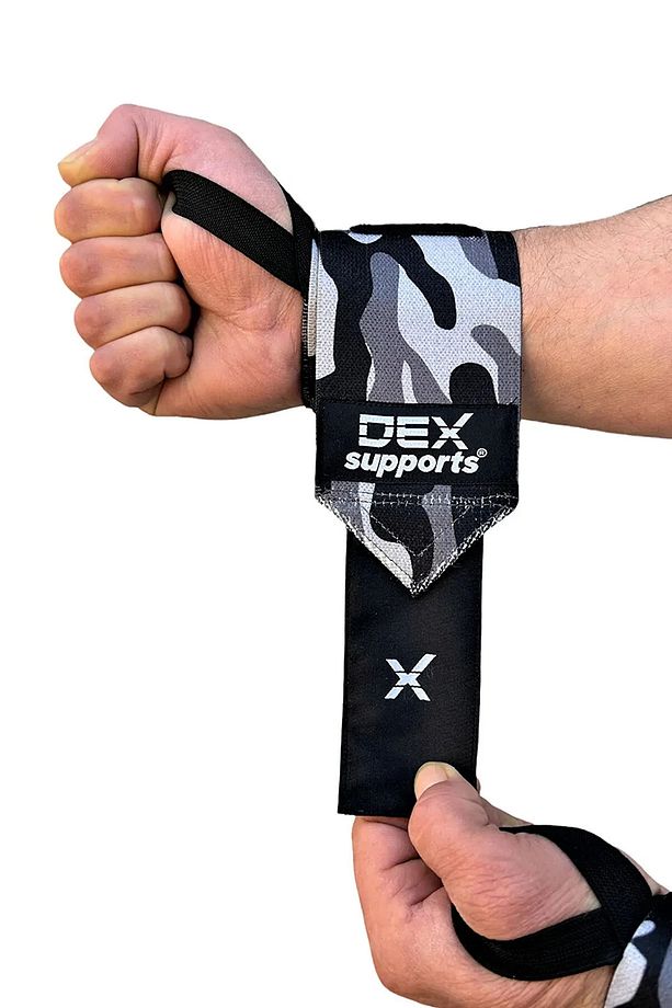 Sporcu Bilekliği Dark Kamuflaj + Ağırlık Kaldırma Kayışı Mavi 8 Loop Lifting Straps 2'li Paket - 6