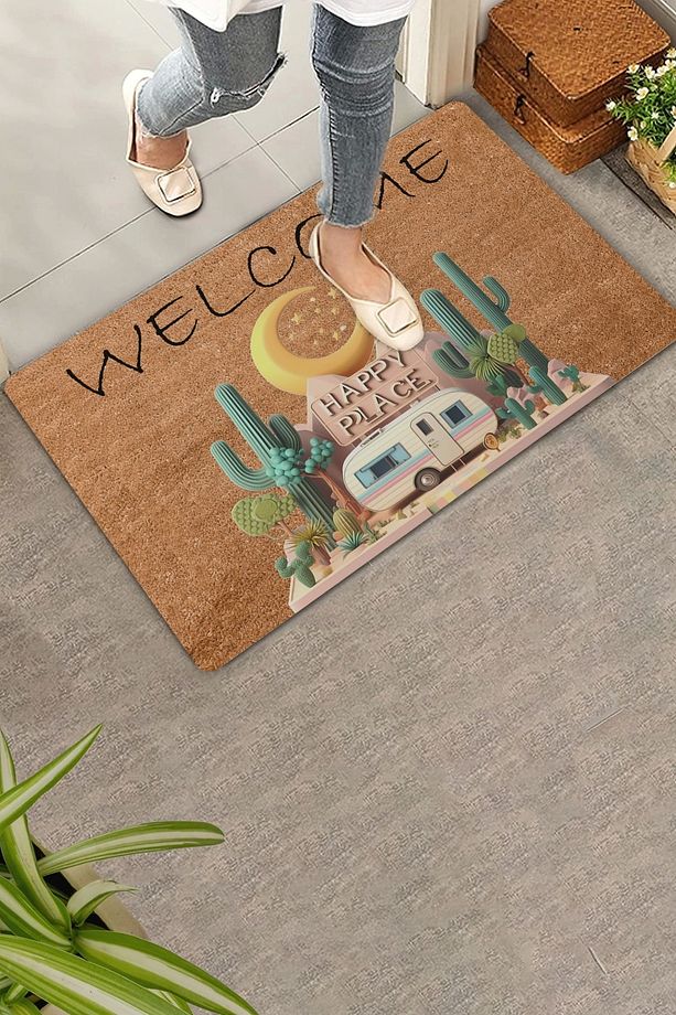 Kaktüs ve Karavan Welcome Kapı Önü Paspası 45x70cm - 1