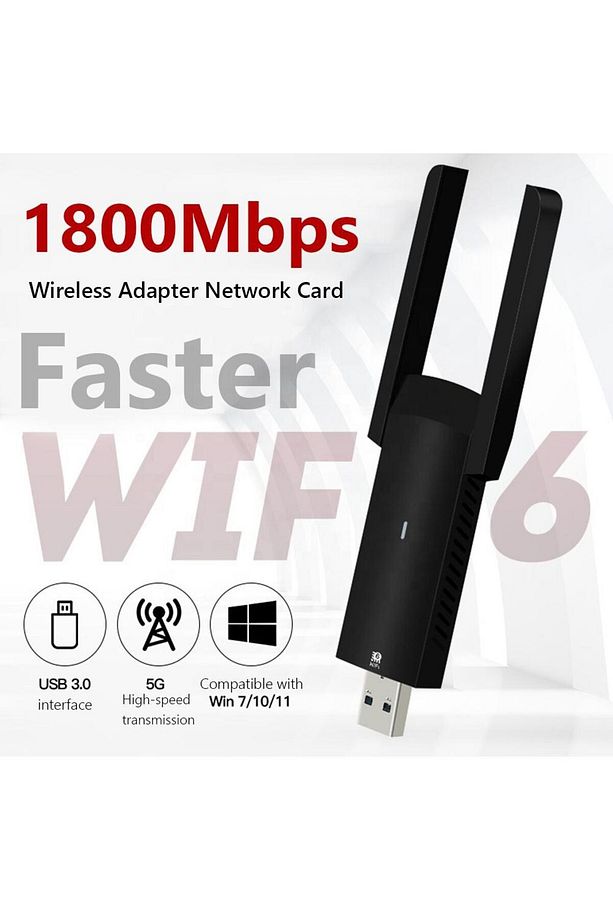NR35 USB Wifi 6 Kablosuz Ağ Adaptörü Wireless 1800Mbps Windows MacOS Linux - 2