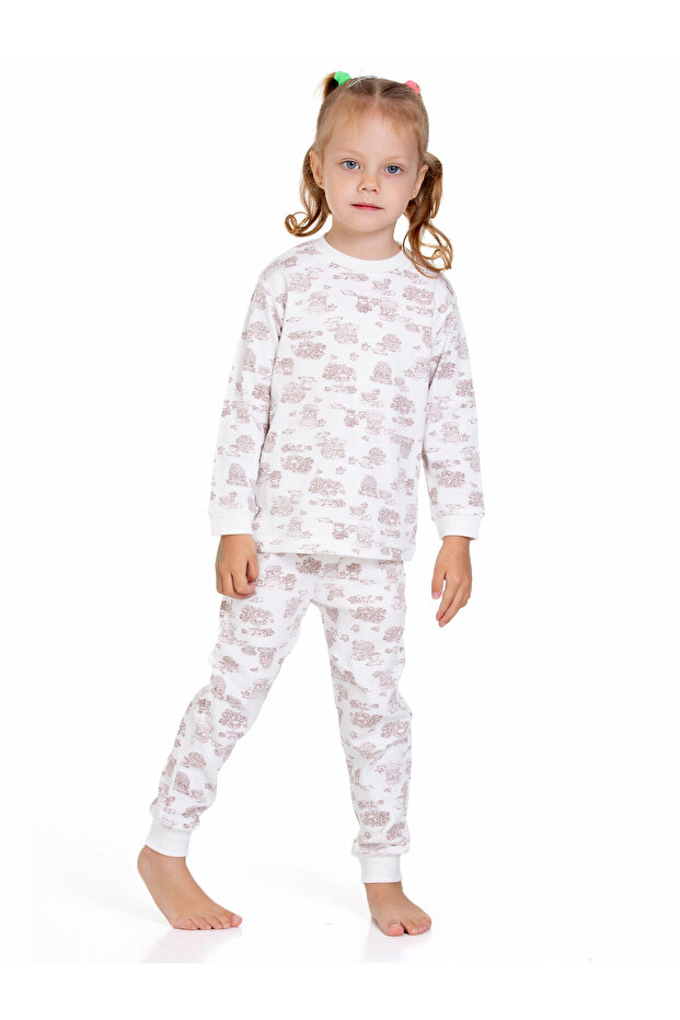 Double Patterned Interlock Pajamas Set 54605 - 3