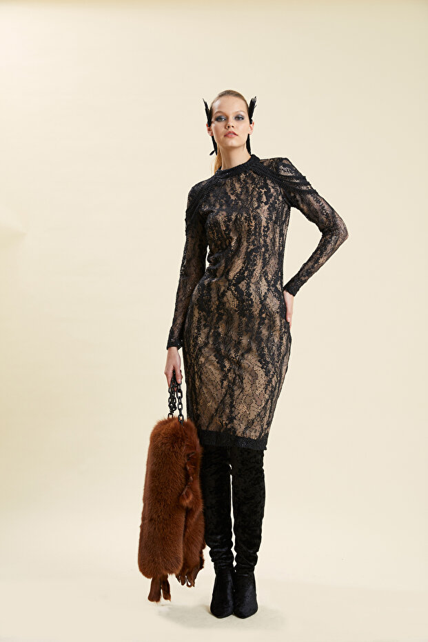 Dantelli Abiye Elbise - 1