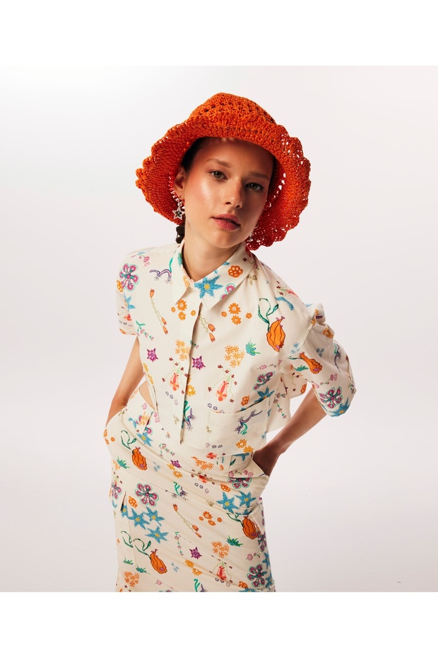 قميص المحاصيل منقوشة - 3