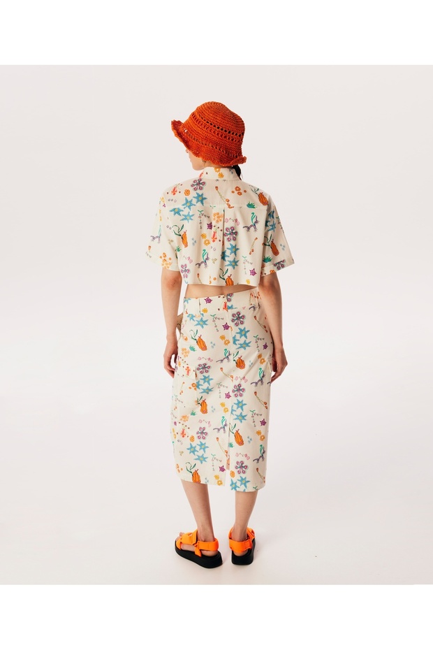 قميص المحاصيل منقوشة - 4