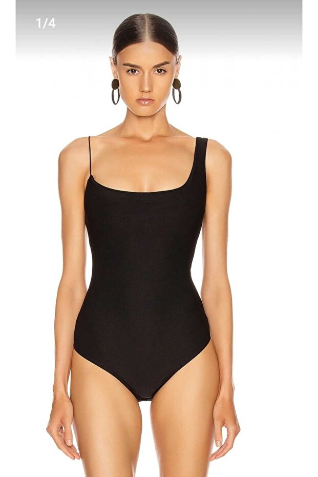Women's Black Spaghetti Elastic Bodysuit