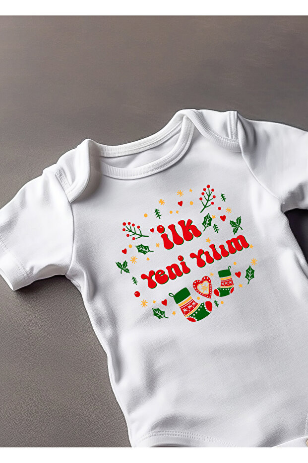 Short Sleeve 100% Cotton First New Year Designed Baby Bodysuit