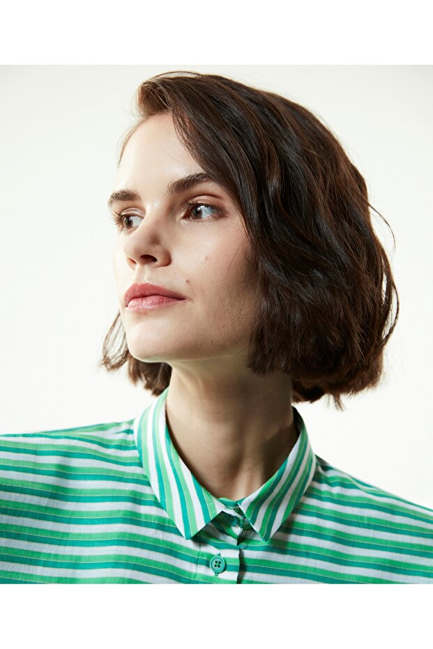 Ipek Karışımlı Oversize Gömlek - 3