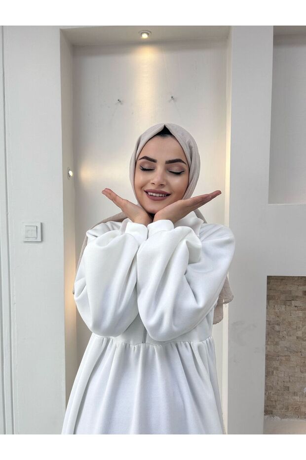 Önü fermuarlı 3 iplık elbise - 2