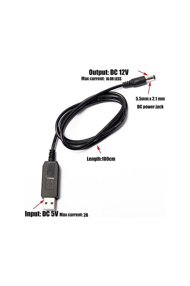 USB & Power Jak 5V-12V 1 Amper Jak Dönüştürücü Power Boost Kablo Jack 5.5/2.5 Dc Dönüştürücü 90 cm - 4