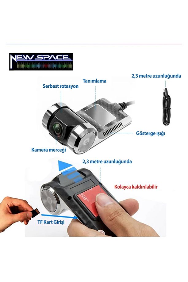 Dvr-001 Araç Içi Dvr Kayıt Kamerası-her Türlü Androıd Ekrana Uyumlu Hafıza Kartı Dahil - 2