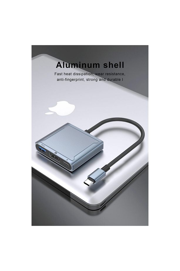 NR33 Apple MacBook Uyumlu 3in1 Display Port HUB Adaptör 8K 60hz Type-C USB PD 100W Cep Telefonu Şarj - 2