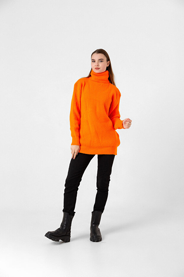 Women's Turtleneck Loose-Fitting Long Sweater