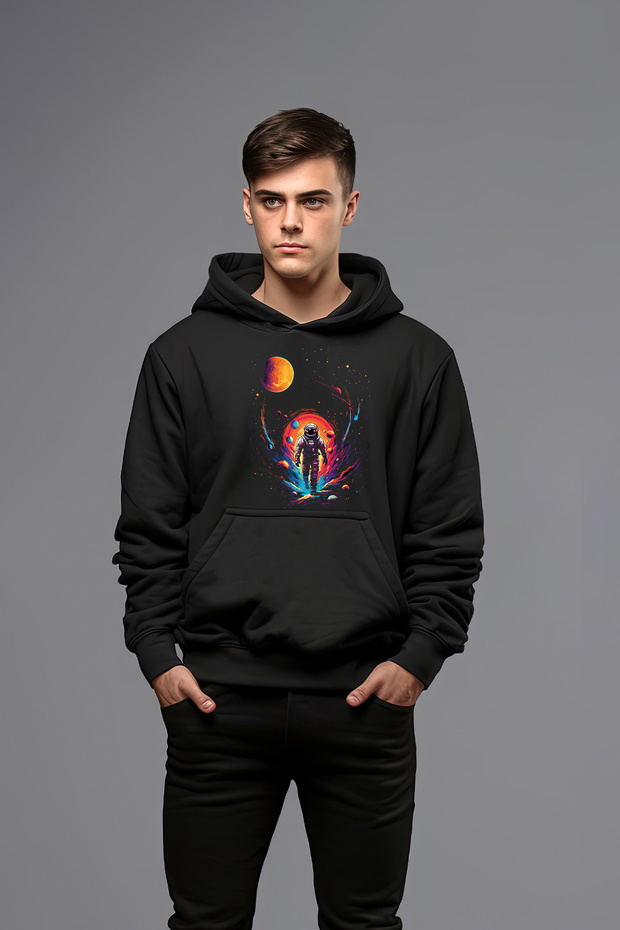 سويت شيرت رجالي بغطاء للرأس من القطن من Galaxy Warrior Astronaut