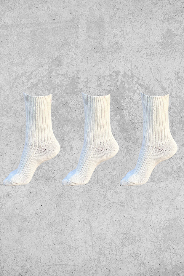 Ribbed Cotton Thick Medium Size 3-Piece Socks