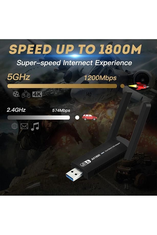 NR35 USB Wifi 6 Kablosuz Ağ Adaptörü Wireless 1800Mbps Windows MacOS Linux - 3