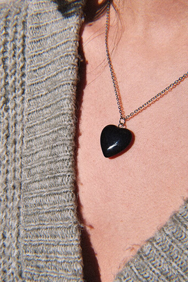 Agate Heart Natural Stone Necklace (Chain Included)