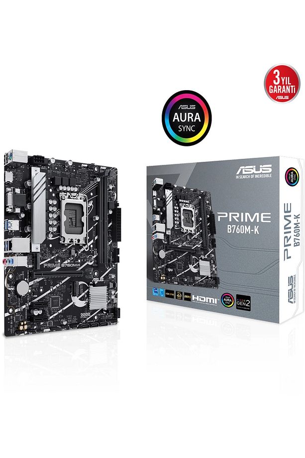PRIME B760M-K 2xDDR5 VGA/HDMI 2xM.2 1xGLAN 1700P (12.Gen 13.Gen) ANAKART - 1