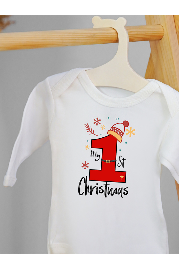 Long Sleeve 100% Cotton Baby Bodysuit with MY FIRST NEW YEAR Design