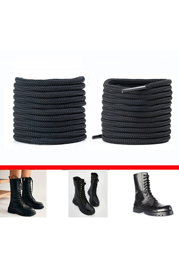 200 cm Black Round Boot Laces