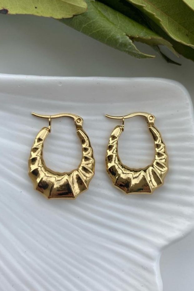 Women's Italian Vintage Design Steel Hoop Earrings