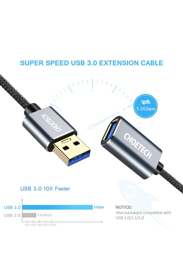 Şarj ve Data Kablosu 2 m USB 3.0 Uzatma Kablosu Örgü Tip Kırılmaz Kablo Uyumlu - 4