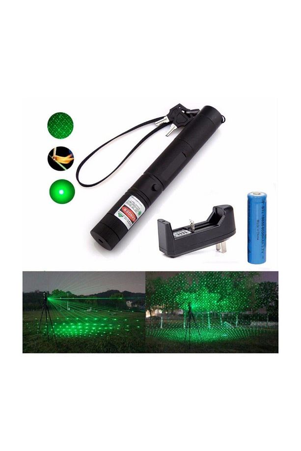 Çok Güçlü Şarjlı Turbo Yeşil Lazer Pointer Kibrit Yakabilen 15000 Mv Güç - 2