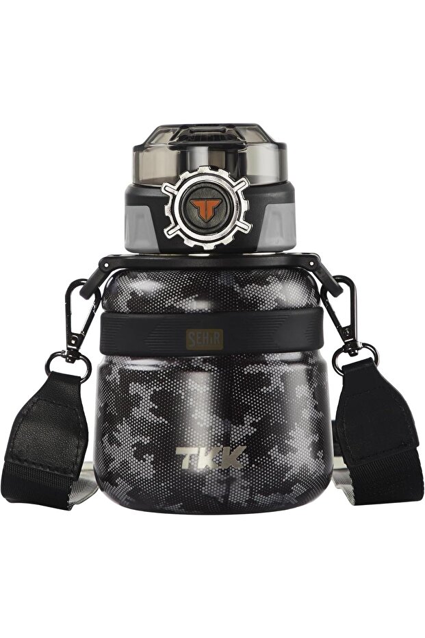 TKK New Collection 600ml Stainless Steel Thermos Flask with Strap and Strap