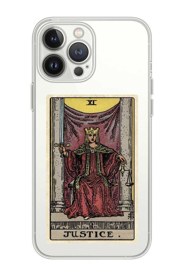 iPhone 14 Pro Compatible the Justice Tarot Designed Premium Transparent Phone Case