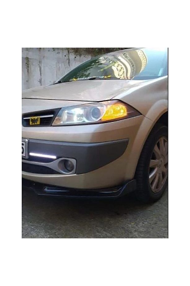 Renault Megane Mk2 Mavi Renkli Şeritli Dilli Ön Lip 4 Prç Parlak Siyah ABS 2002 - 2009 - 3