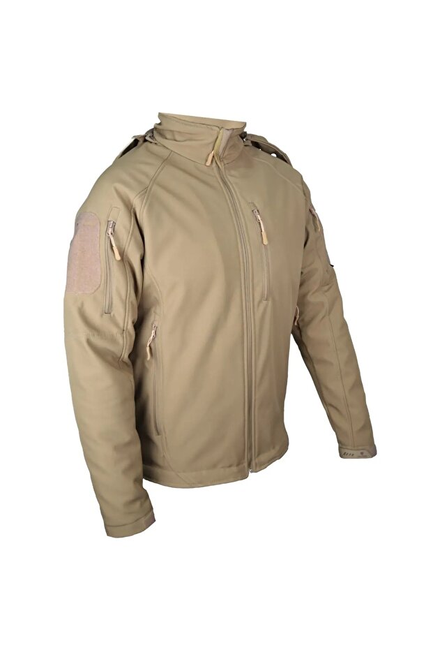 Bej 5 Cepli Kapüşonlu Softshell Mont - 4