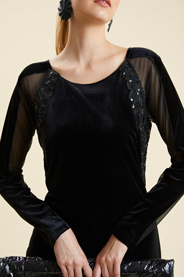 Dantel İşlemeli Elbise - 2