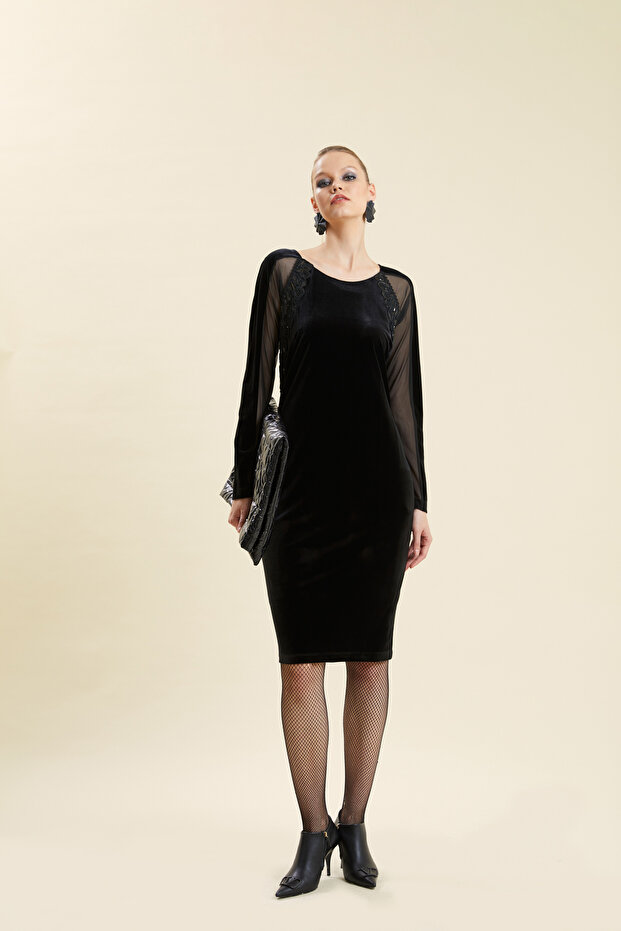 Dantel İşlemeli Elbise - 1