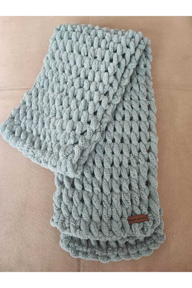 Scarf Puffy 100% Hand Knitted 200 * 22 Cm Ortagrey