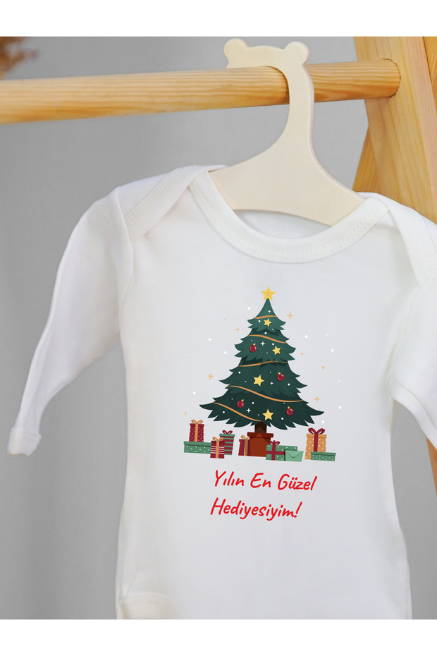 Long Sleeve 100% Cotton Christmas Tree Design Baby Bodysuit