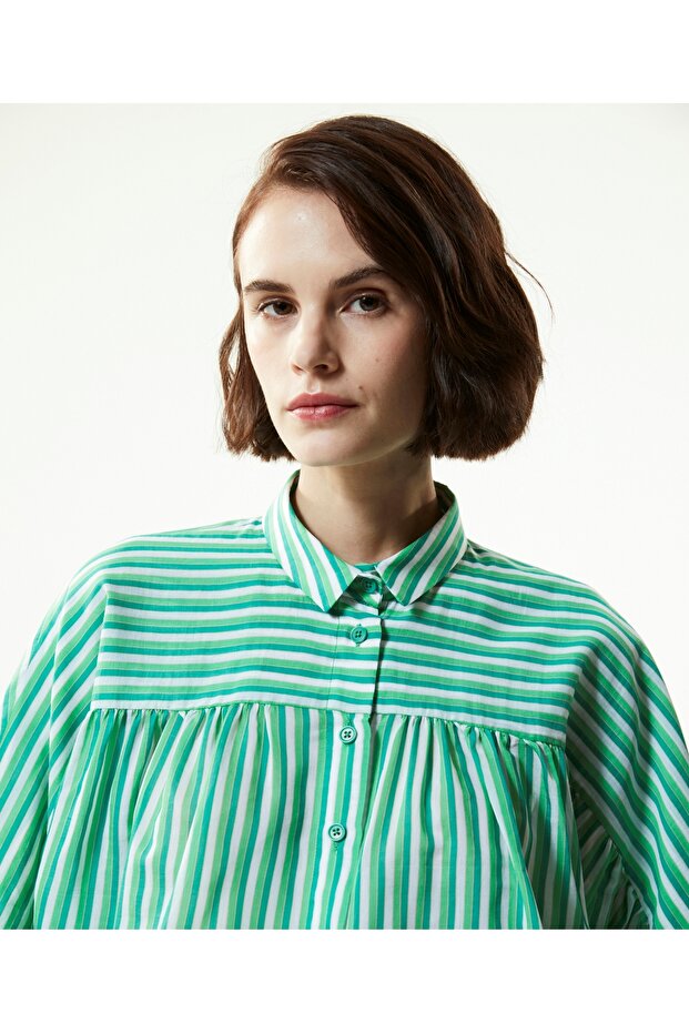 Ipek Karışımlı Oversize Gömlek - 2