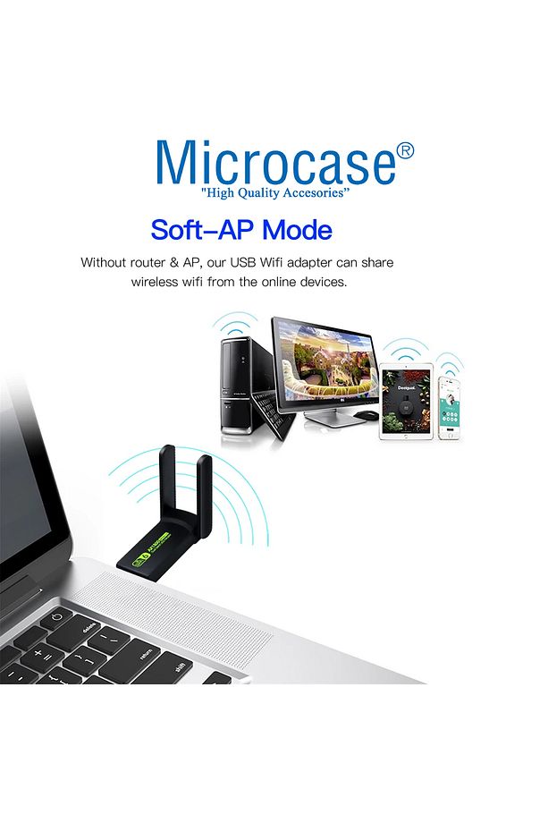 Dual Band AX1800 Wifi 6 3.0 Kablosuz USB Wifi Adaptörü AL4124 - 6