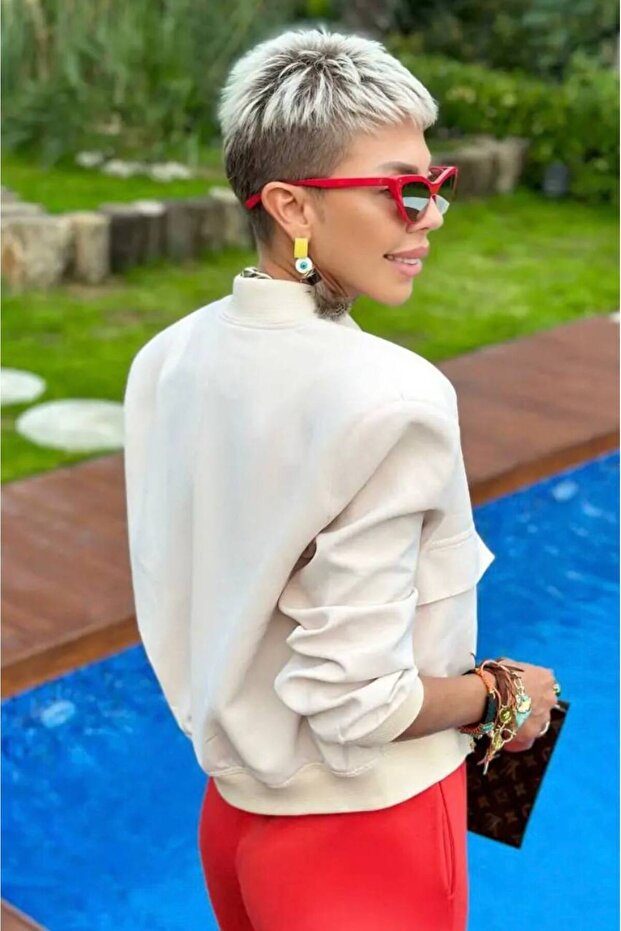 POCKETED BOMBER JACKET (Stone) - 2