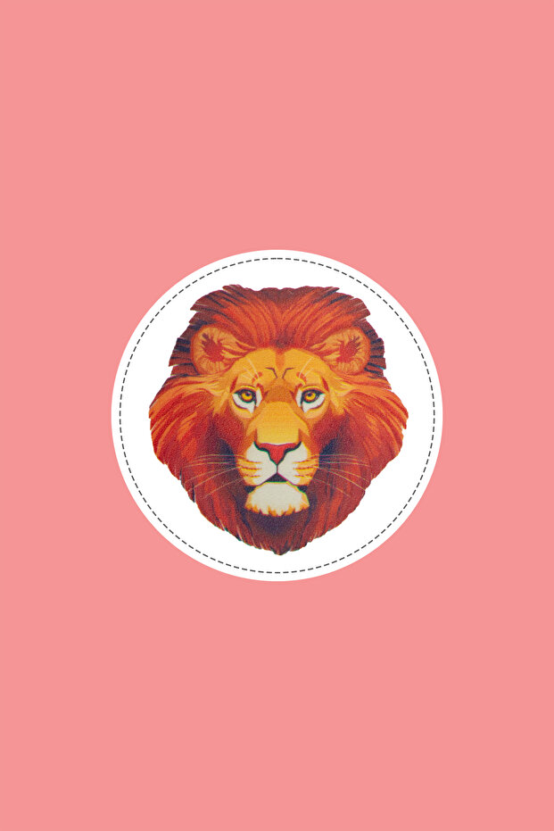 Faux Leather Lion Printed Velcro Illustration Coat of Arms Figure Sticker