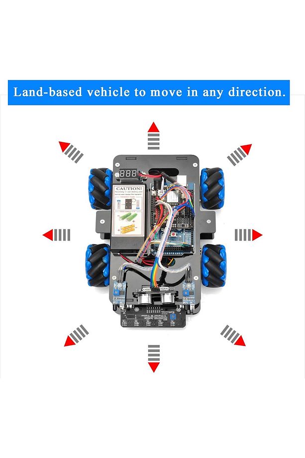 Omni Yönlü Mecanum Tekerlekler Robot Araç Kiti Arduino Mega2560 Raspberry Pi STEM - 6
