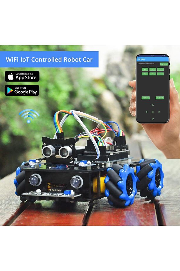 Omni Yönlü Mecanum Tekerlekler Robot Araç Kiti Arduino Mega2560 Raspberry Pi STEM - 8