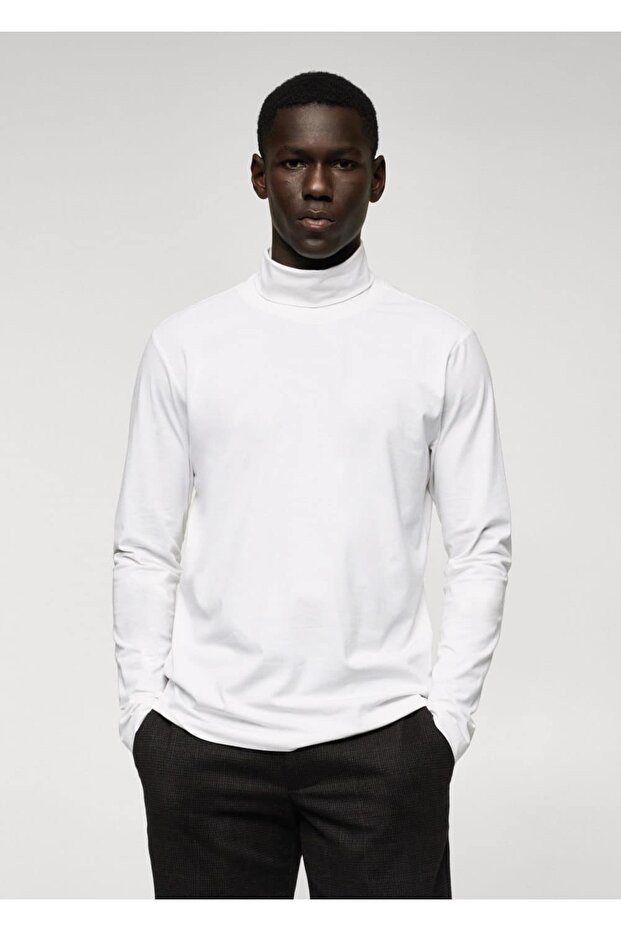 Balıkçı Yaka Uzun Kollu Tişört - 1