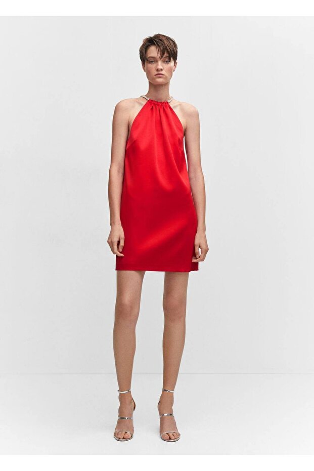 Stras detaylı, halter elbise - 2