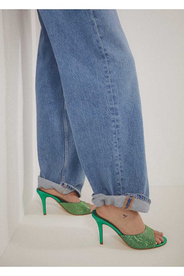 Parlak Topuklu Sandalet - 5