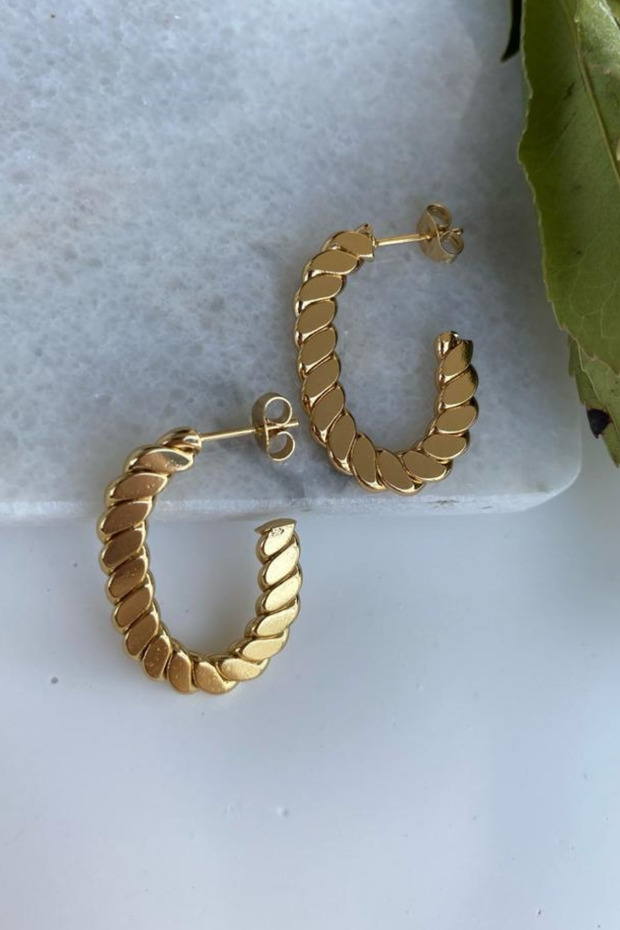 Women's Chain Look Steel Hoop Earrings