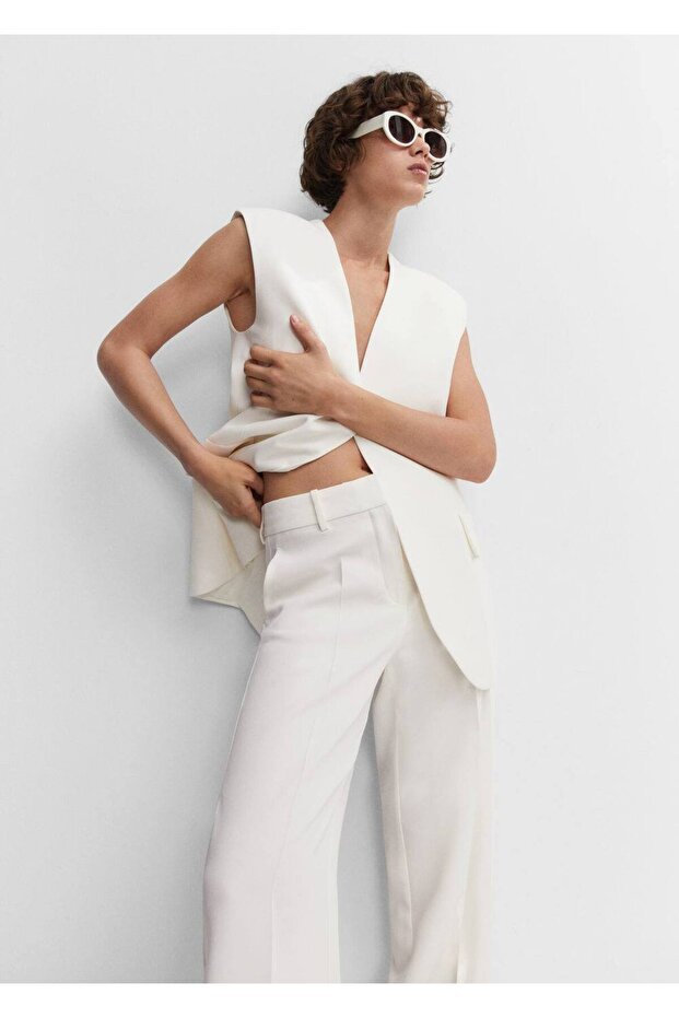 Wideleg Kumaş Pantolon - 7