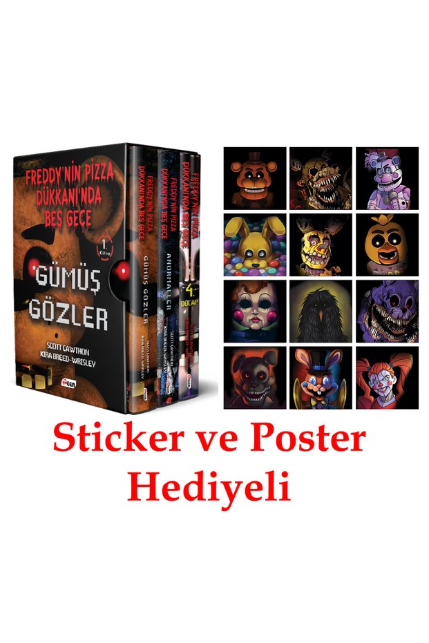 Freddy'nin Pizza Dükkanı'nda Beş Gece Serisi (3 Book Boxed Set) with Stickers and Poster as a Gift