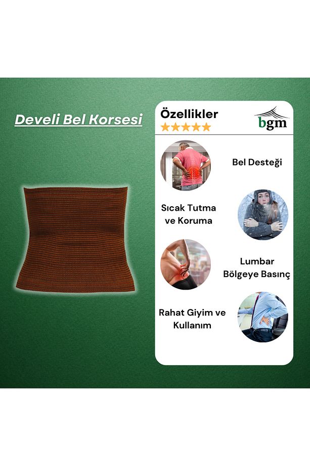 Deve Tüyü Yün Bel Korsesi Yüksek Kalite Develi Yün Bel Korse Bel Kuşağı - 3