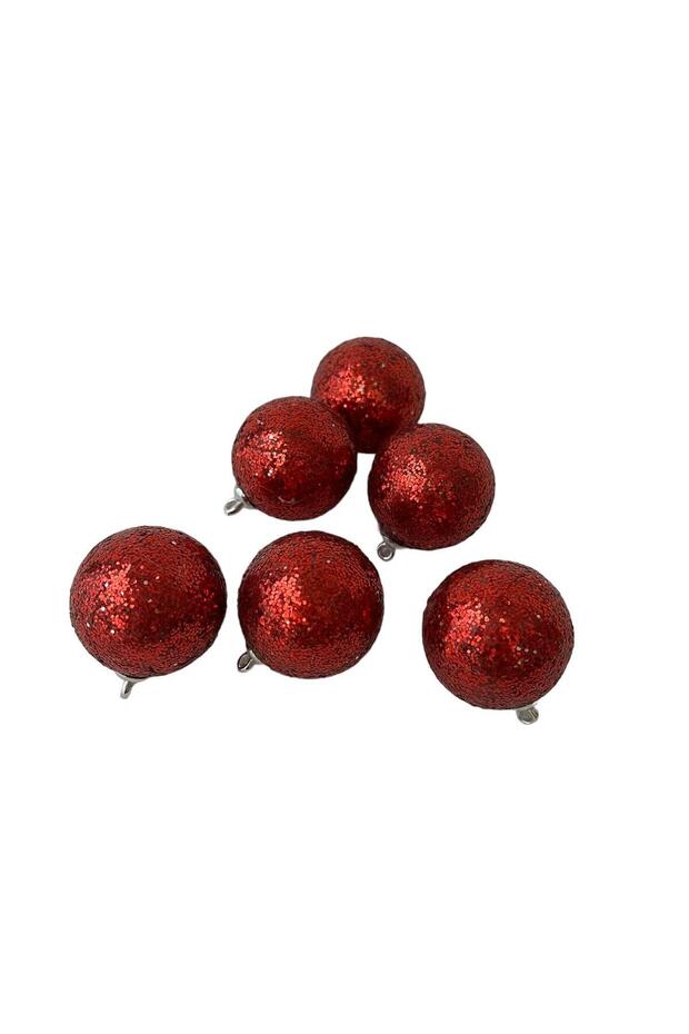 CHRISTMAS PINE TREE ORNAMENT, CHRISTMAS ORNAMENT, 4 CM 6-PIECE RED BALL