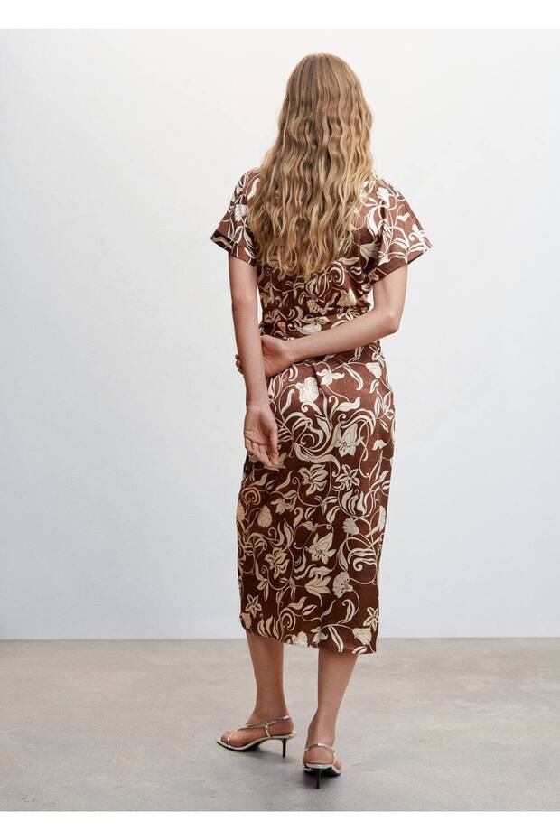 Desenli Anvelop Kesim Elbise - 4